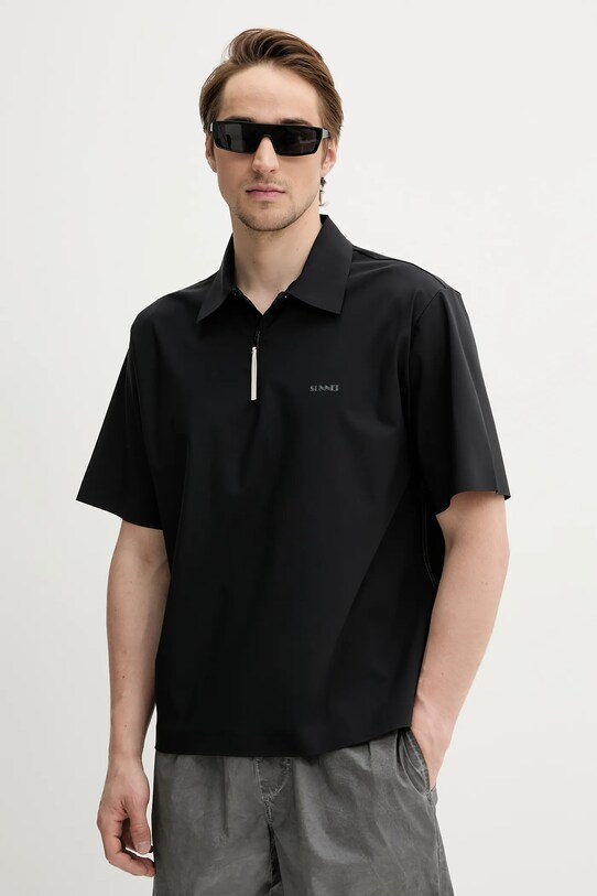 Sunnei polo tessuto elasticizzato nero RTWXTOP007