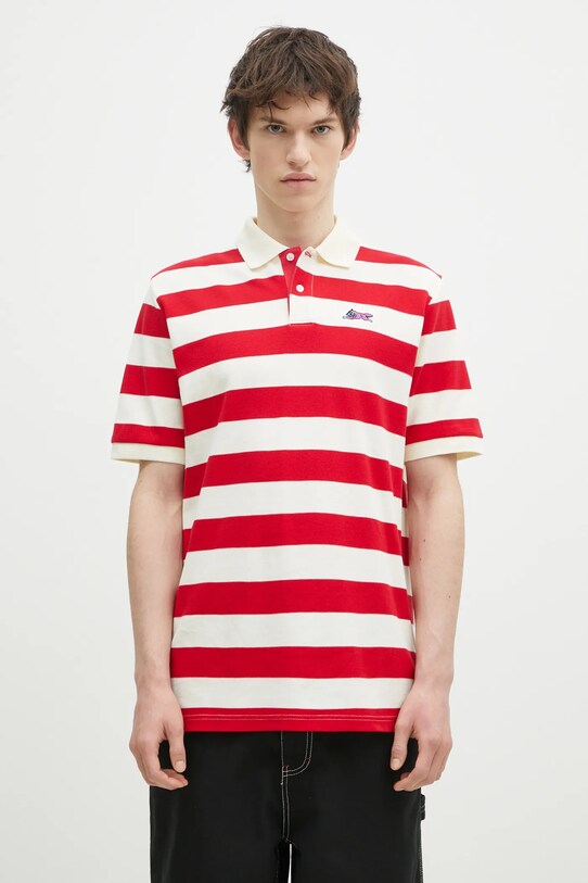 ICECREAM polo bawełniane Running Dog Ss Striped Rugby Top wzorzyste czerwony IC24468