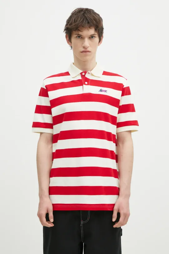 Pamučna polo majica ICECREAM Running Dog Ss Striped Rugby Top relaxed crvena IC24468