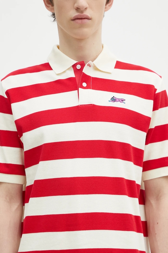 Pamučna polo majica ICECREAM Running Dog Ss Striped Rugby Top crvena IC24468