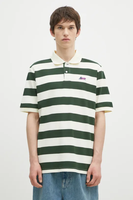 ICECREAM cotton polo shirt Running Dog Ss Striped Rugby Top cotton green IC24468