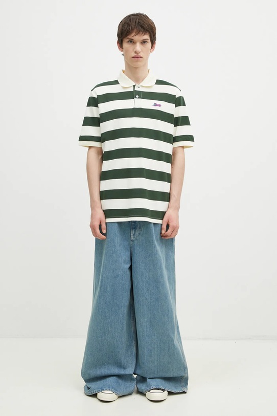 ICECREAM polo de bumbac Running Dog Ss Striped Rugby Top IC24468 verde