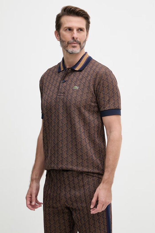 Lacoste polo męskie brązowy DH1417