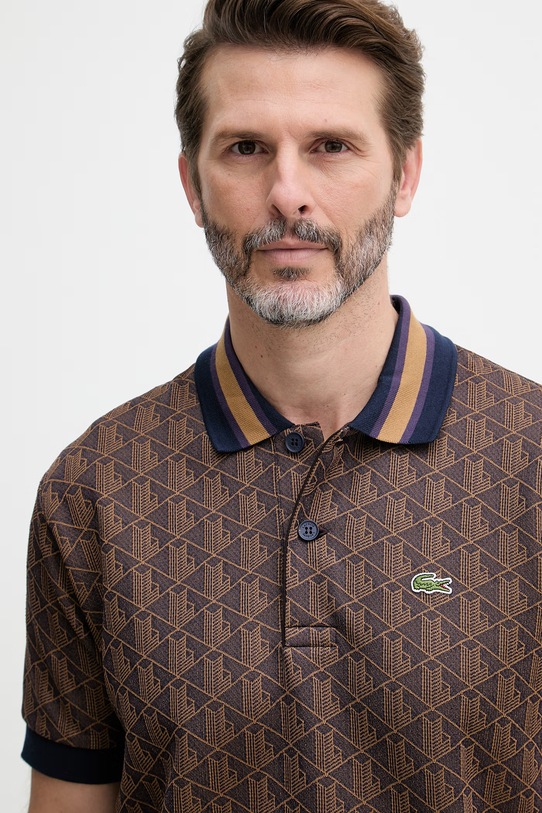 Lacoste polo męskie brązowy DH1417