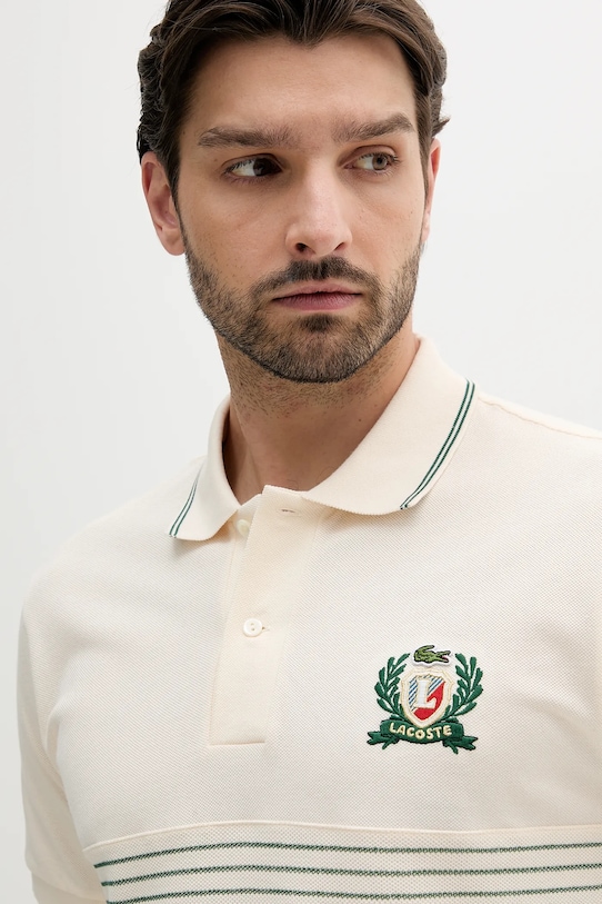 Bavlněné polo tričko Lacoste béžová PH0037