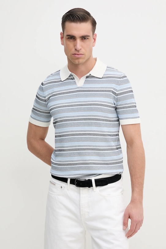 Bavlněné polo tričko Liu Jo regular modrá QA5043.MA71P