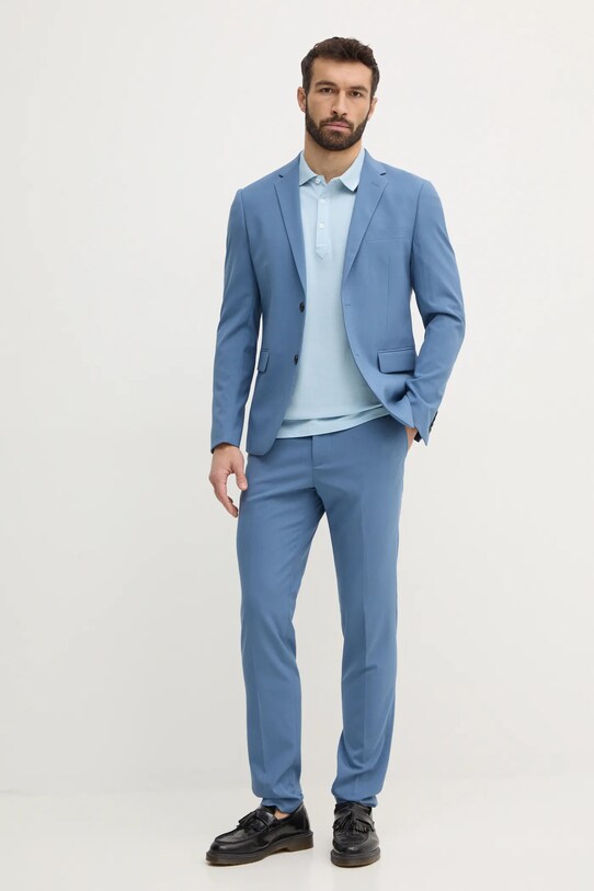 Bombažen polo Lindbergh 30.404010.BLUE.BREEZE modra SS25