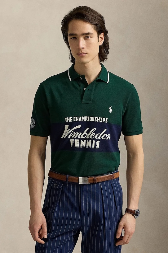 Polo tričko Polo Ralph Lauren Wimbledon Collection potisk zelená 710970486