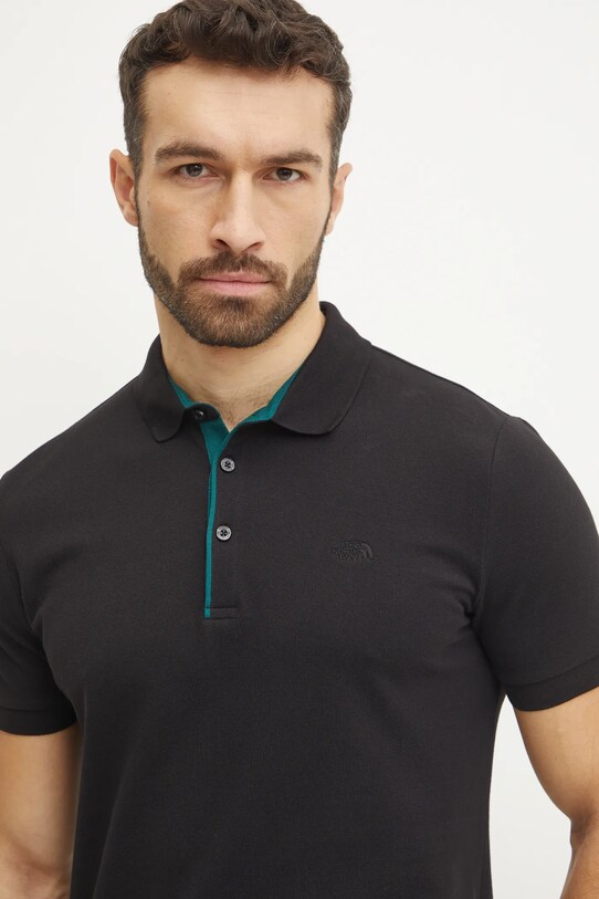 The North Face polo de bumbac Premium Slim negru NF0A8C1NJK31