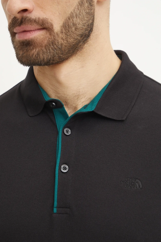 The North Face polo de bumbac Premium Slim NF0A8C1NJK31 negru