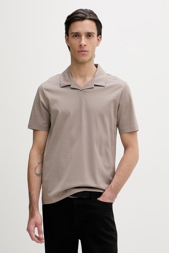 Bavlnené polo tričko HUGO slim béžová 50542961