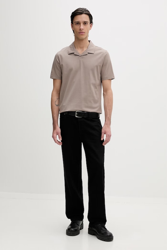 Bavlnené polo tričko HUGO 50542961 béžová SS26