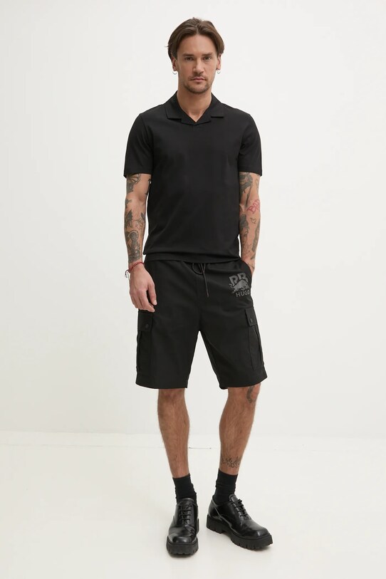 HUGO polo in cotone 50542961 nero SS25