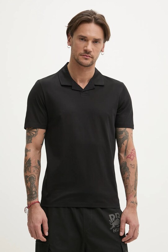 HUGO polo in cotone nero 50542961