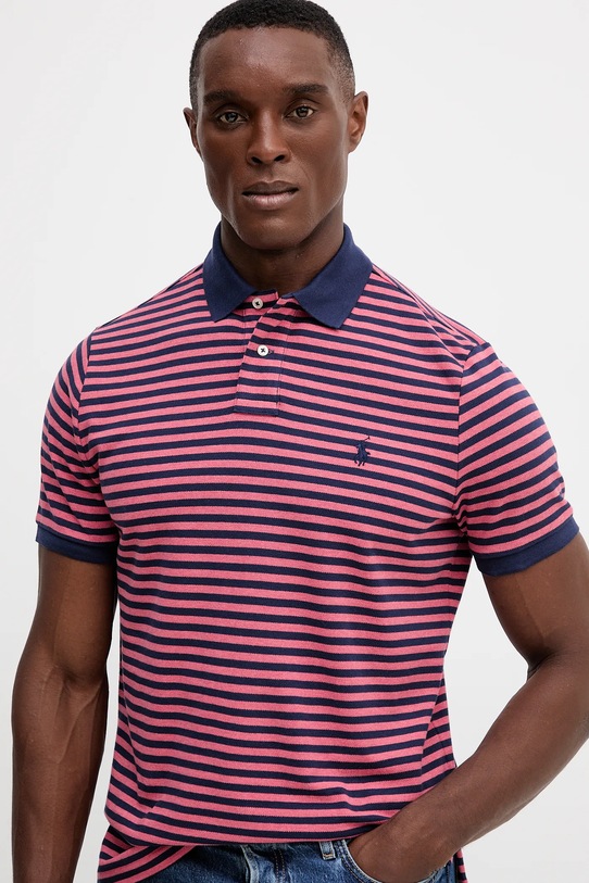 Βαμβακερό μπλουζάκι πόλο Polo Ralph Lauren ροζ 710956682