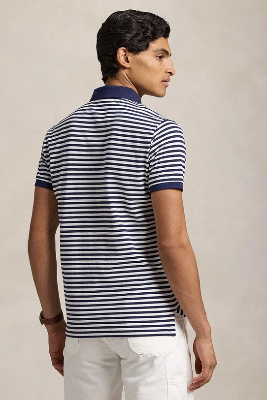 Памучна тениска с яка Polo Ralph Lauren 710956682 тъмносин AW25