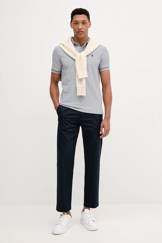 Βαμβακερό μπλουζάκι πόλο Polo Ralph Lauren 710963495 σκούρο μπλε SS25