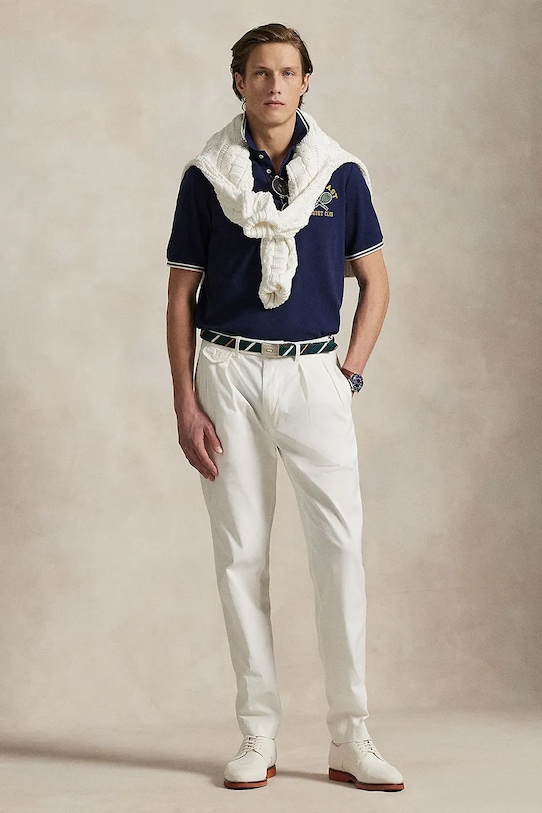 Хлопковое поло Polo Ralph Lauren тёмно-синий 710964976