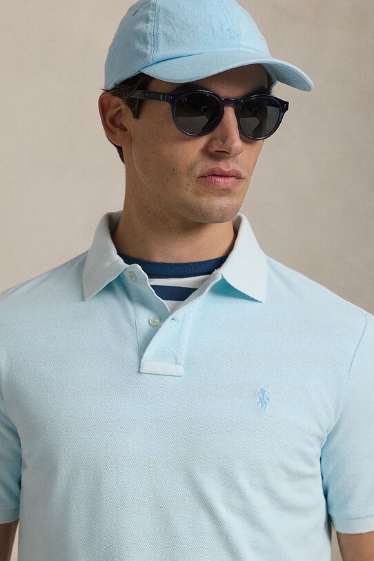 Бавовняне поло Polo Ralph Lauren блакитний 710969626
