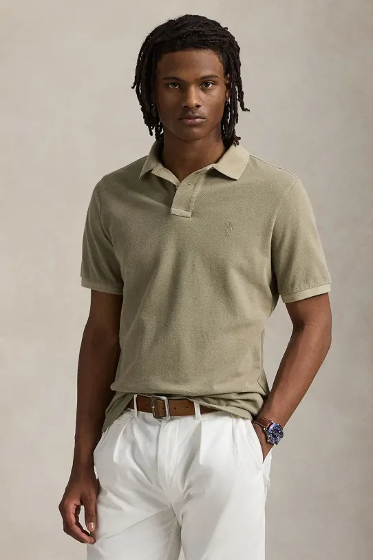Хлопковое поло Polo Ralph Lauren хлопок зелёный 710969626