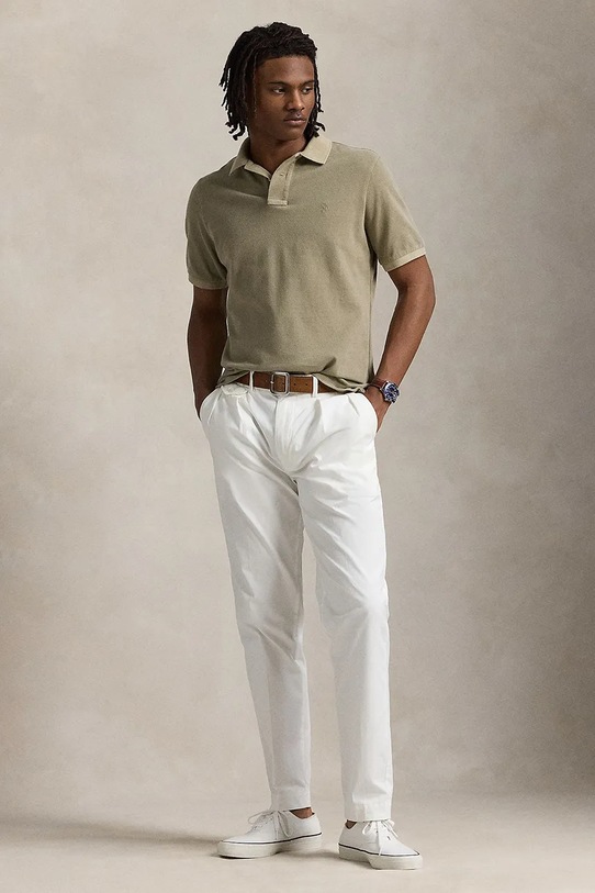 Одежда Хлопковое поло Polo Ralph Lauren 710969626 зелёный