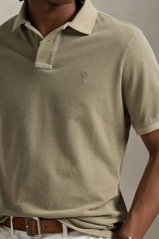 Хлопковое поло Polo Ralph Lauren зелёный 710969626