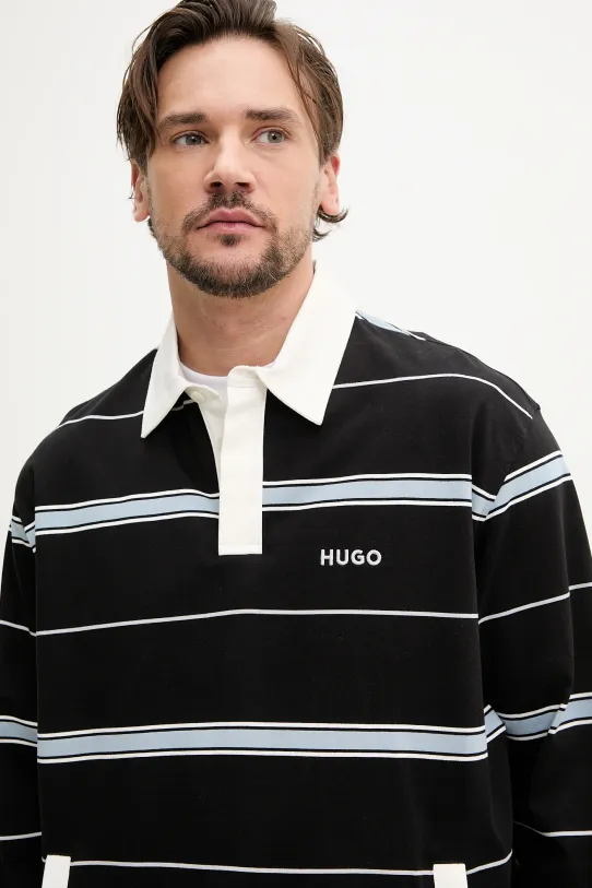 HUGO longsleeve din bumbac negru 50534676