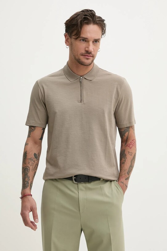 Polo tričko HUGO Dekok233 hladký béžová 50543368