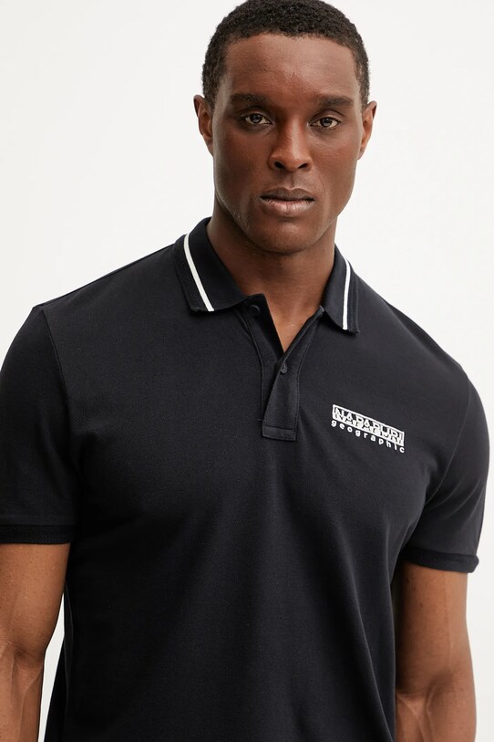 Napapijri polo de bumbac E-Murlo negru NP0A4ILY9411