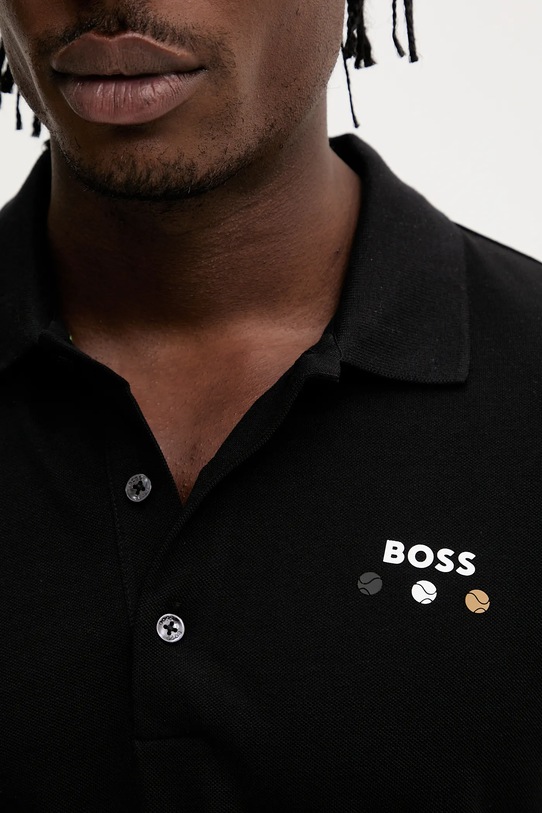 Бавовняне поло BOSS Green 50545707 чорний