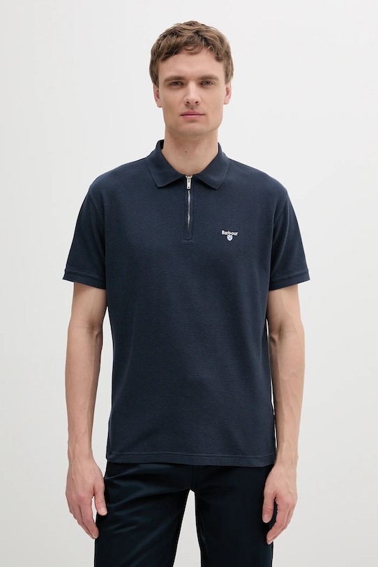 Barbour pamut póló Hingham Polo Shirt sima sötétkék MML1458