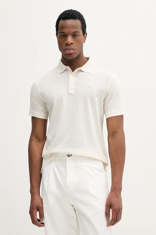 Бавовняне поло Barbour Sutton Tailored Fit Polo Shirt regular бежевий MML1459