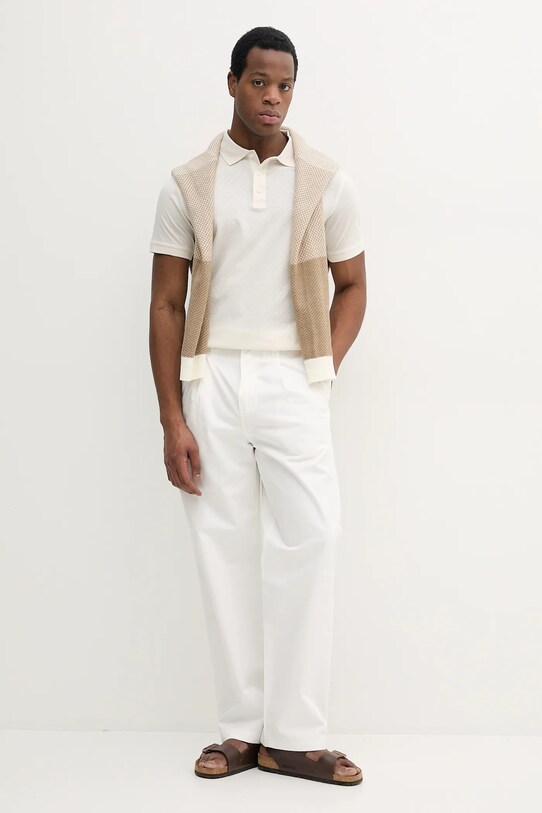 Bavlněné polo tričko Barbour Sutton Tailored Fit Polo Shirt MML1459 béžová SS25
