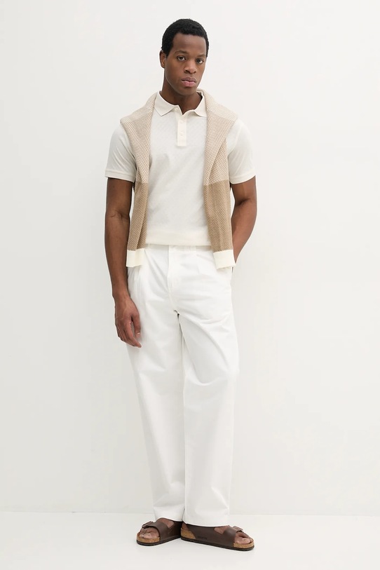 Бавовняне поло Barbour Sutton Tailored Fit Polo Shirt MML1459 бежевий SS25