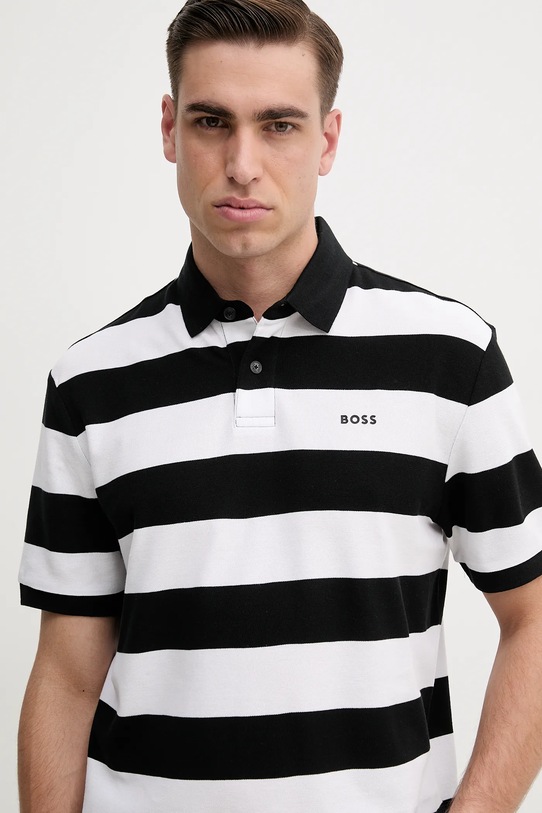 BOSS Orange polo de bumbac negru 50508327