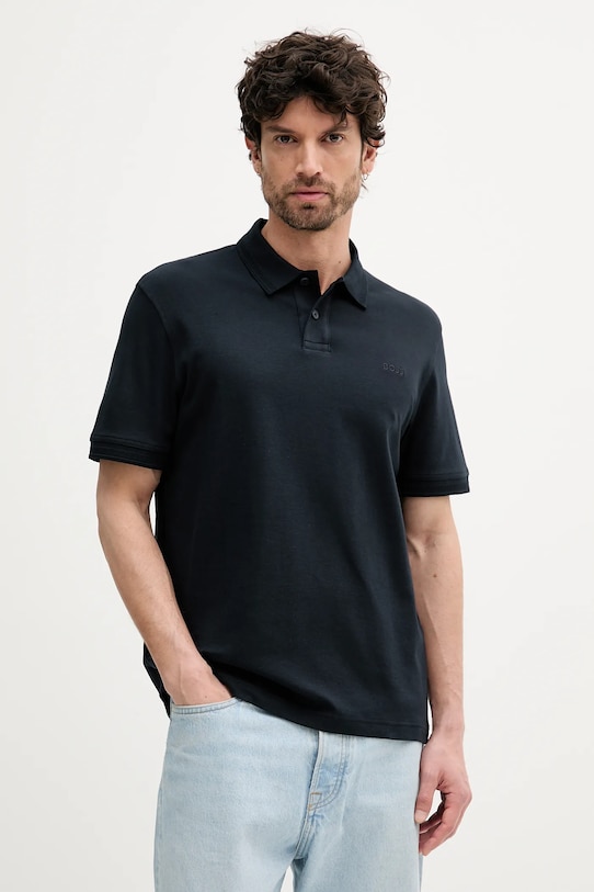BOSS Orange polo de bumbac regular bleumarin 50520109