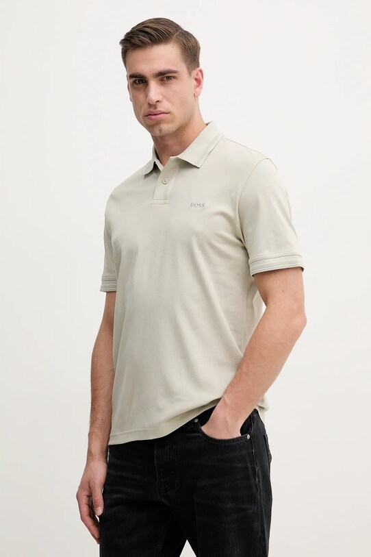 BOSS Orange polo de bumbac regular bej 50520109