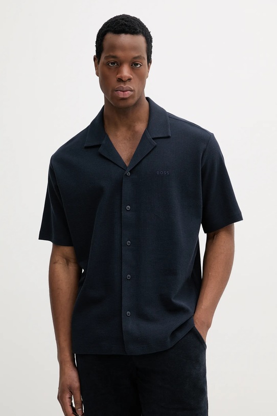 BOSS Orange camasa din bumbac scurt bleumarin 50536745