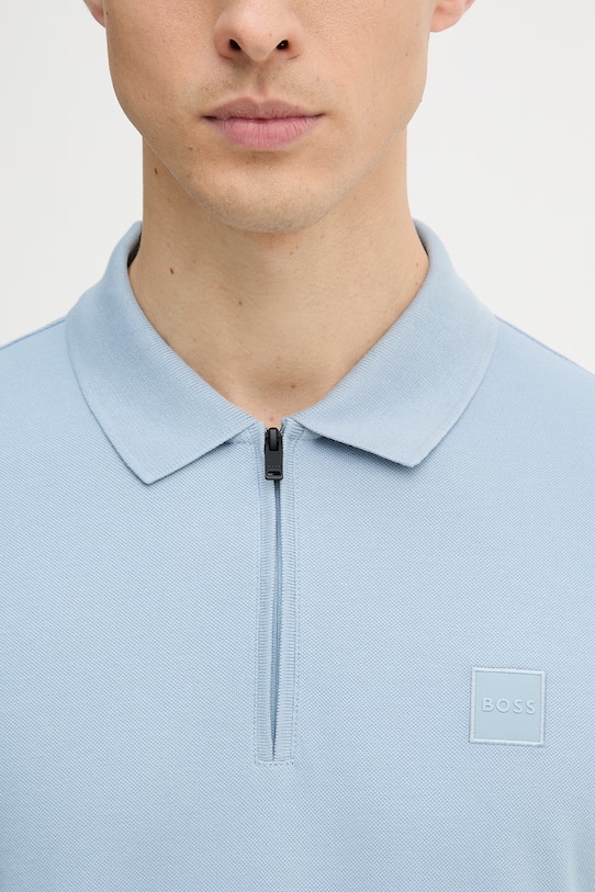 BOSS Orange polo męskie z bawełną 50537507 niebieski