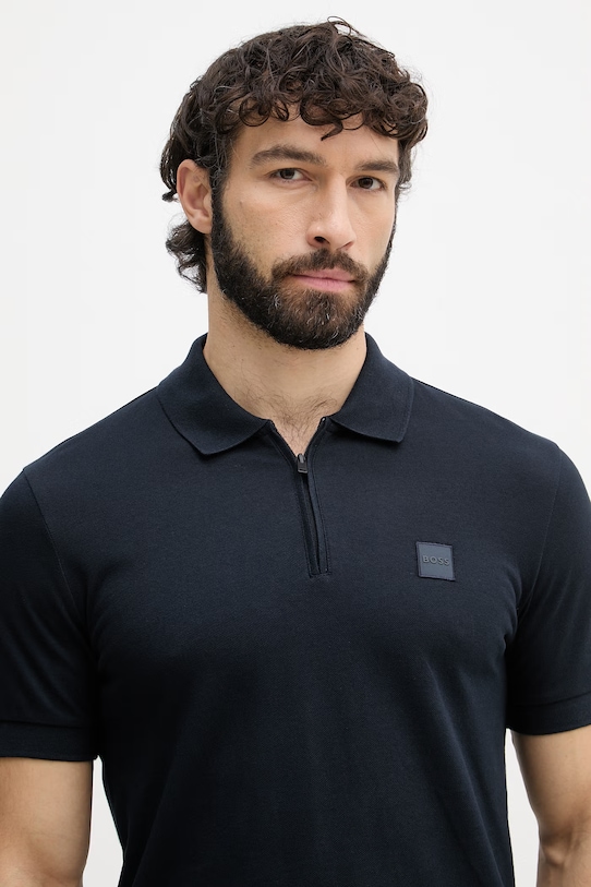 BOSS Orange polo męskie z bawełną granatowy 50537507