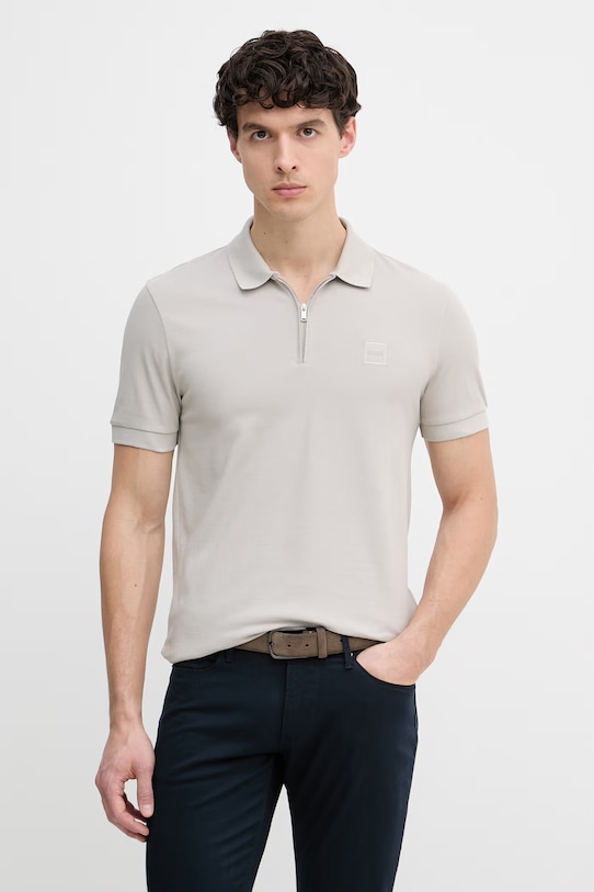 BOSS Orange polo męskie z bawełną beżowy 50537507