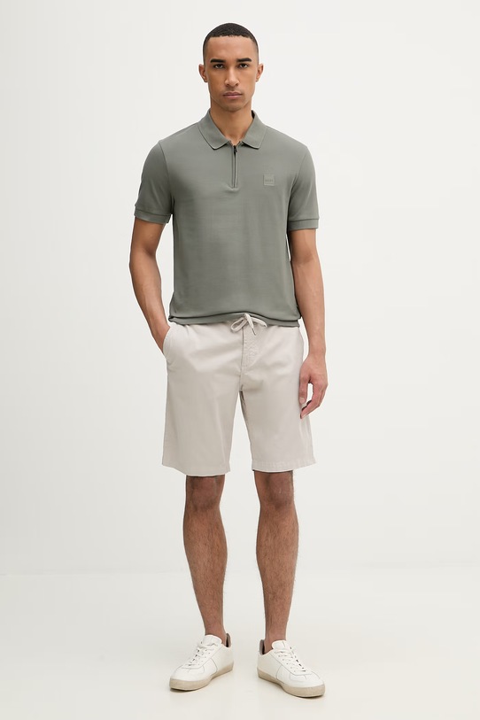 BOSS Orange polo męskie z bawełną 50537507 zielony SS26