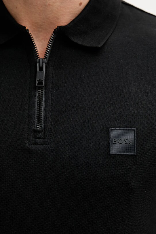 Тениска с яка BOSS Orange черен 50537507
