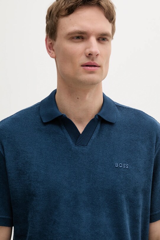 Odzież BOSS Orange polo bawełniane 50539869 granatowy