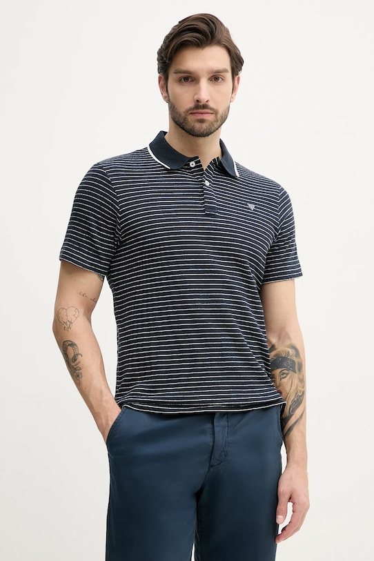 Bavlnené polo tričko Guess slim tmavomodrá M5GP06.KCSH1