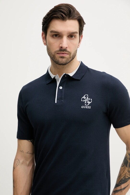 Тениска с яка Guess LYLE M5GP60.K7O64 тъмносин SS25