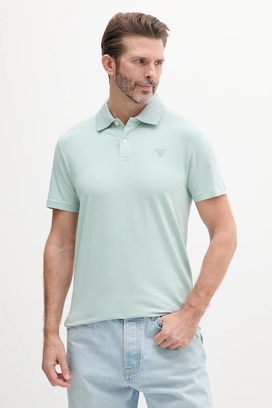 Поло Guess NOLAN slim бирюзовый M5GP66.J1314