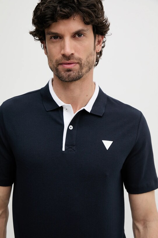 Тениска с яка Guess тъмносин M5GP44.K7O64