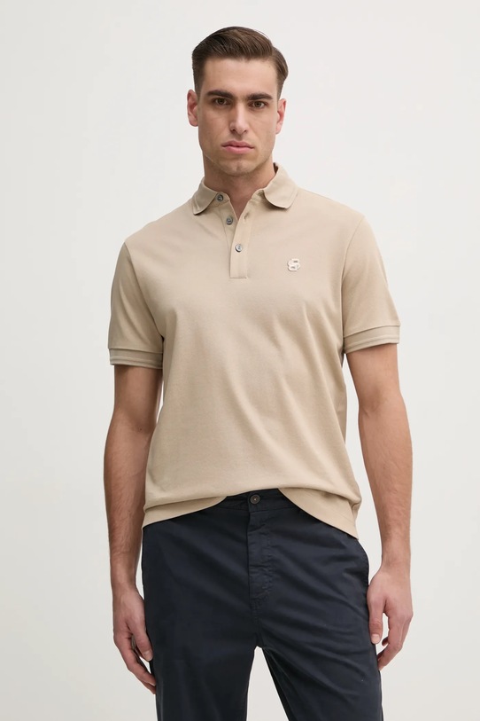 BOSS polo de bumbac regular bej 50533355