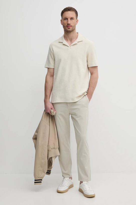 Bavlnené polo tričko BOSS 50536748 béžová SS25